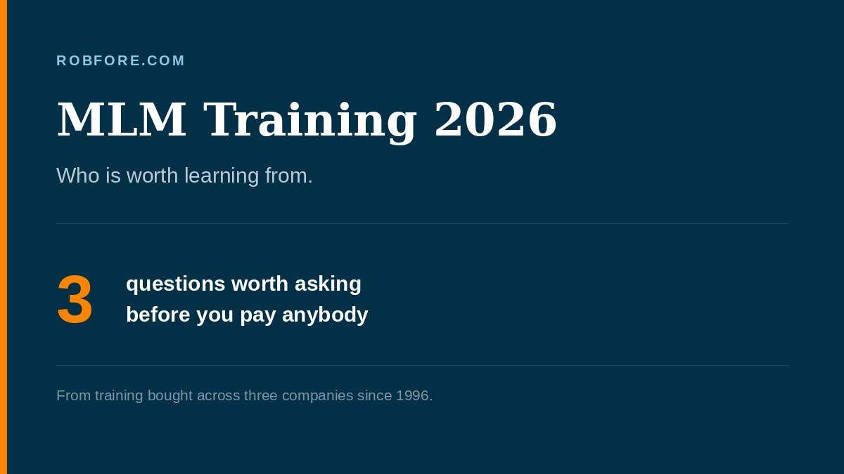 MLM Training 2026 - a test for which coaches, bootcamps and books are worth paying for