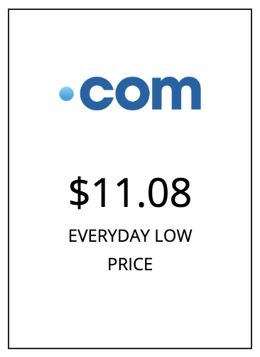 Porkbun dot com registration price card showing 11 dollars 08 cents as the everyday low price