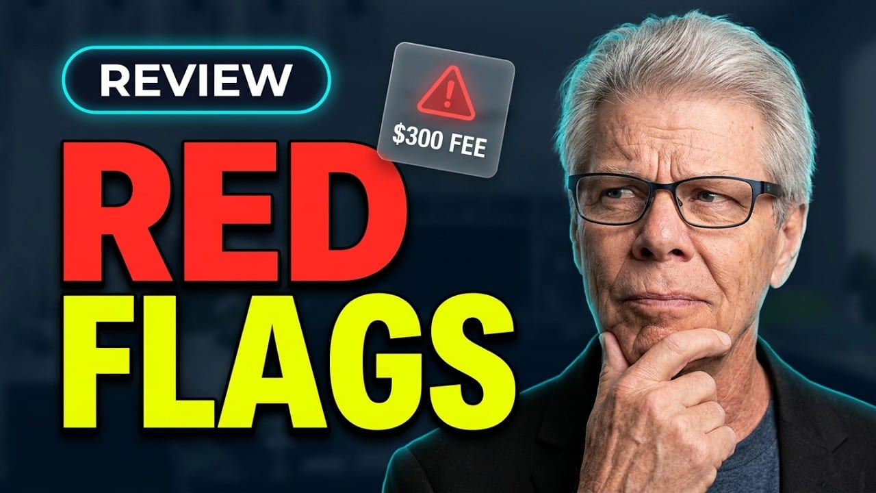 Rob Fore with his hand on his chin beside the words RED FLAGS, a REVIEW badge and a $300 FEE warning sign